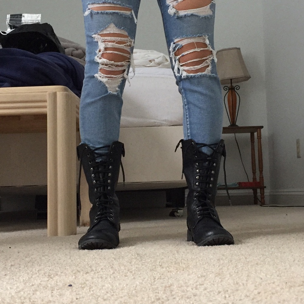 Black combat boots
